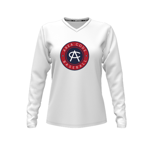 [FTLVCFWH-FYXS-LOGO1] Comfort T-Shirt (Female Youth XS, White, V Neck, Logo 1, Long Sleeve)