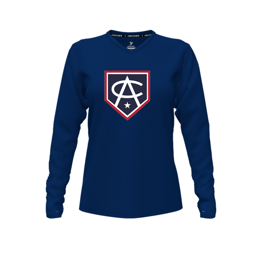 [FTLVCFNV-FYXS-LOGO3] Comfort T-Shirt (Female Youth XS, Navy, V Neck, Logo 3, Long Sleeve)