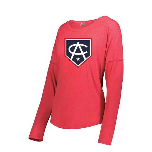 [FTLCUBRD-FAXS-LOGO3] Ladies LS Ultra-blend T-Shirt (Female Adult XS, Red, Logo 3)